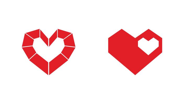 Set of hearts icon, heart drawn hand. 3D Hearts