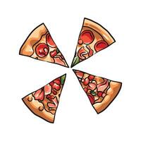 Vibrant Sliced Pizzas Featuring Assorted Toppings Art vector