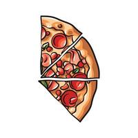 Bright and Bold Sliced Pizzas with Colorful Toppings Design vector