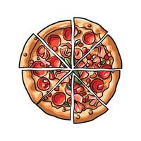 Vibrant Sliced Pizza Featuring Assorted Toppings Art vector