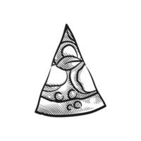 Vintage Line Art of Pizzas with Toppings in Engraving Style vector