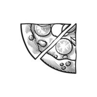Engraving Inspired Line Art of Pizzas with Toppings vector