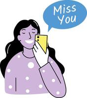 Missing friend illustration of a character in hand drawn style vector