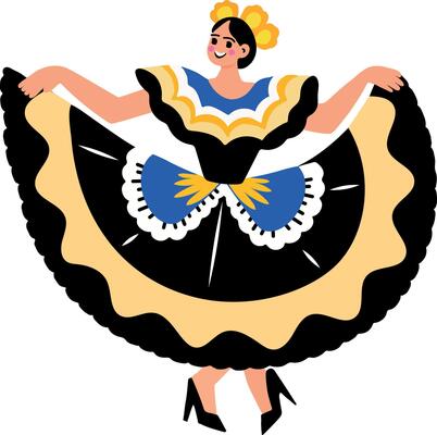 A flat style sticker of a girl doing regional dance