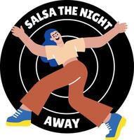 A flat style sticker of a character doing a dance at salsa night vector