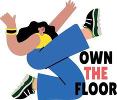Flat style sticker of a character doing floor dancing vector