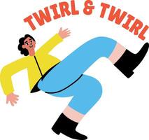 A flat style sticker of enjoying character doing dance vector