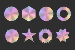 Set of hologram shapes sticker isolated background. vector