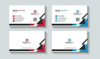Abstract Professional Business card or Visiting Card Layout template design. Identity, Contact, Branding, Red, Blue. vector
