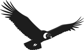 Black silhouette of an eagle soaring gracefully through the air in a minimalistic flat design art vector