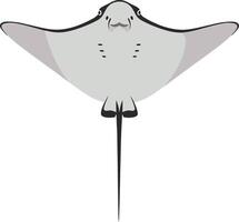 A flat illustration of a graceful stingray swimming elegantly underwater in a minimalist design style, showcasing fluidity and motion in art vector