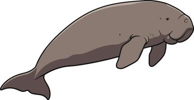 Manatee swimming gracefully in a calm sea with flat design elements and soft colors depicted in art vector