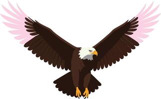 Majestic eagle soaring gracefully through a clear sky with outstretched wings in a minimalist flat design style art vector