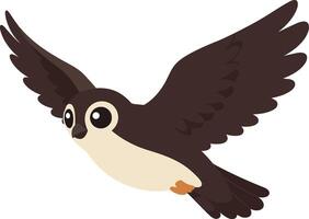 A charming owl in mid-flight showcasing its elegant wingspan in a flat design style, capturing the essence of nature through art vector