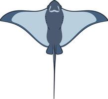 A graceful manta ray swimming underwater in a serene ocean setting, illustrated in a flat and minimal design style, perfect for art vector