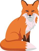 A detailed illustration of a playful red fox sitting gracefully with a bushy tail and bright eyes in a minimalistic art style vector