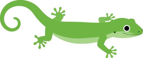 Green lizard in a playful pose with minimal details and vibrant colors, showcasing a lively and cheerful atmosphere in art vector