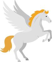 Majestic winged horse rearing up with a flowing mane in a flat design style, showcasing strength and grace in this vibrant art vector