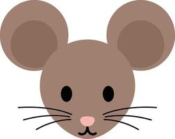 Cute cartoon mouse character with oversized ears in a minimal flat design style, cheerful expression, perfect for childrens illustrations and art vector