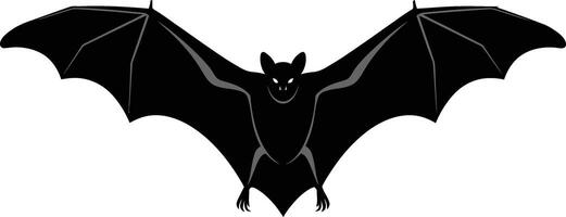 Black bat with outstretched wings in a minimalistic style showcasing detailed features and a bold stance representing art vector
