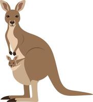 Kangaroo with a joey in its pouch, depicted in a minimal and flat design style, showcasing natures beauty in art vector