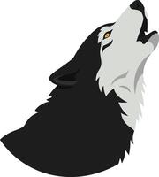 Howling black wolf with striking eyes in a minimal flat design style showcasing natures beauty in art vector