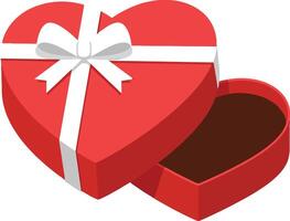 Heart-shaped gift box with a white ribbon in a flat design style, perfect for expressing love and affection in art vector