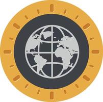 Globe illustration surrounded by a circular border in a minimal flat design style showcasing global connectivity in art vector