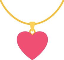 Heart-shaped pendant necklace with vibrant pink color and golden chain in a minimal design style showcasing elegance and affection in illustration vector