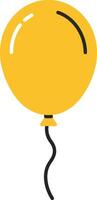 Yellow balloon floating gently against a white background in a flat, minimal design style showcasing simplicity and joy, illustration vector