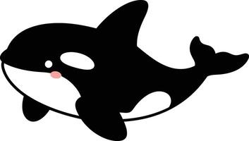 Cute orca swimming gracefully in a bright white background with a minimalistic design style showcasing friendly expression in art vector