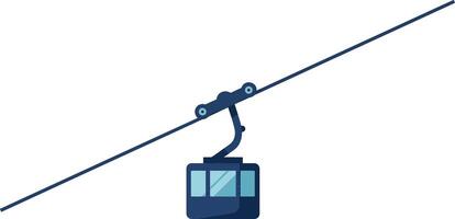 Cable car suspended on a single line against a minimalistic background in flat design style, showcasing art vector