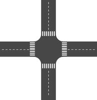 Circular intersection design with clear lanes and traffic markings in a flat style for urban planning art vector