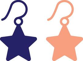 Star-shaped earrings in flat design featuring navy blue and peach colors, showcasing elegance and simplicity in art vector