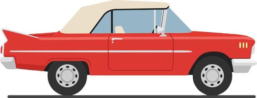 Classic red convertible car in flat design style showcasing retro charm and sleek lines in a minimalist illustration vector