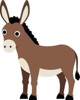 Playful brown donkey standing confidently in a flat design style showcasing its charming features and adorable expression in vibrant art vector