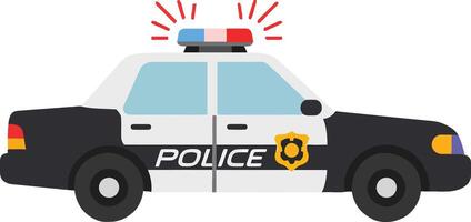 Police car with flashing lights in a flat design style showcasing law enforcement and security in art vector