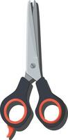 A pair of sharp, modern scissors with black and orange handles in a minimal flat design style, perfect for creative projects and crafting art vector