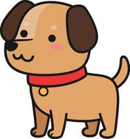 Cute cartoon dog with a friendly expression, wearing a red collar, in a minimal design style, perfect for illustration vector