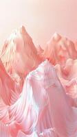 3d rendering of mountains with pink and white waves photo