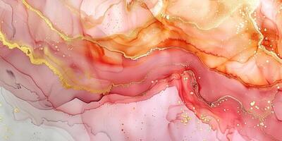 Pink gold watercolor abstract background photo
