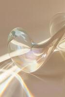 A glass object with a curved shape on a white surface photo
