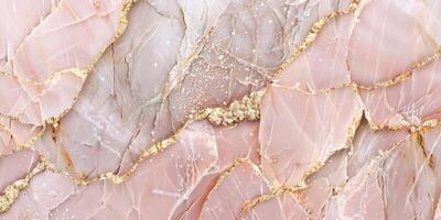 A close up of a pink marble surface with gold foil photo