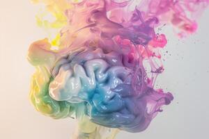 A colorful brain with paint splashed on it photo