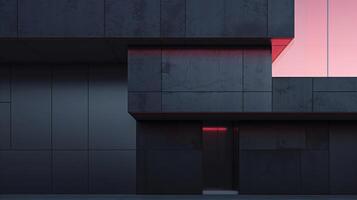 A black building with red lights on it photo