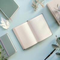 Open notebook, pen, pencil, notebook, notebook, notebook, notebook, notebook, notebook, photo