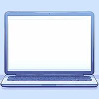 A laptop computer with a blank screen on a blue background photo