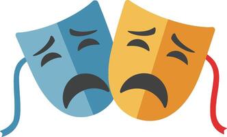 Colorful theater masks representing comedy and tragedy in a flat design style as vibrant art vector