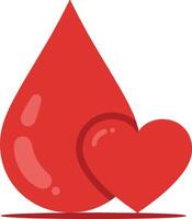 Red droplet and heart shape in flat design representing love and health in vibrant art vector