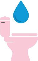 Pink toilet with a blue droplet above, featuring a minimal design style, conveying cleanliness and modernity in art vector
